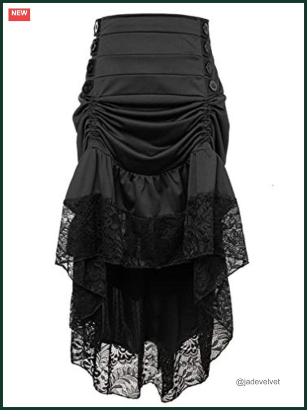 Steampunk Victorian Gothic High Low Skirt Lace Trim Ruffle Cosplay